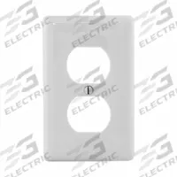 HUBBELL Wall Plate: Duplex Outlet, 1 Gang, White, Jumbo Size (MPN NPJJ8W). Key specifications — Brand: HUBBELL; Material: Nylon.