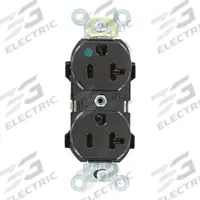LEVITON Receptacle: Hospital Grade Fed. Spec., Duplex, 5-20R, Brown, 125V AC, 20 A, 2 Pole / 3 Wire (MPN 8300-H)