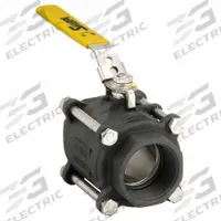 SHARPE Manual Two-Way Ball Valve: 2 in, Carbon Steel, Straight, FNPT x FNPT, Full Port Ball Port (MPN 4351002380). Key specifications — Brand: SHARPE; Seat Material: Polymer; Handle: Locking Lever.