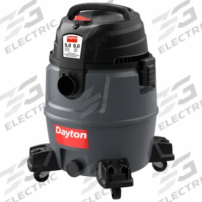 DAYTON Shop Vacuum: 8 gal Tank Size, Plastic, 1 1/4 in Vacuum Hose Dia, 8 ft Hose Lg - General Purpose Vacuums