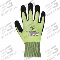 SUPERIOR GLOVE Knit Gloves: L ( 9 ), ANSI Cut Level A6, Palm, Dipped, Micropore Nitrile, 1 PR (MPN S21TAXGPN-9). Key specifications — Brand: SUPERIOR GLOVE; Glove Hand Style: Left and Right; Touchscreen Compatible: Yes; Includes Reinforced Thumb Crotch: No; Knit Material Color: High-Visibility Green.