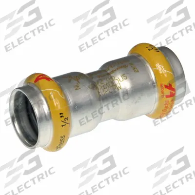 APOLLO Crimp Coupling Fitting: 1 in Pipe x 1 in Pipe Size, Press-fit x Press-fit - Gas Stainless Steel Press Pipe Fittings