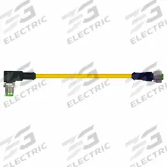 Cordset: M12 Male Right Angle X M12 Female Right Angle, 4 Pins, Yellow, TPE, 1 m Cable Lg (MPN 7700-40261-1500100). Key specifications — Cable Jacket Color: Yellow; End 1 Gender: Male; End 1 Mounting Orientation: Right Angle; End 2 Gender: Female; End 2 Mounting Orientation: Right Angle; End 2 Connection Type: M12; IP Rating: IP65; Brand: MURRELEKTRONIK.