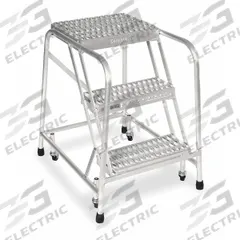 COTTERMAN Step Stool: 2.5 ft Overall Ht, 350 lb Load Cap, 3 Steps, Aluminum, 2.5 ft Standing Ht (MPN A3N1822A3B3C50P6). Key specifications — attr1051722: Rolling Step Stool; attr1055542: Not Stackable; attr1051712: Replacement Foot Pads; attr1051697: COTTERMAN; attr1051699: (4) Swivel; attr1051702: Tan; attr1051707: Rubber; attr1051708: Slip-Resistant.
