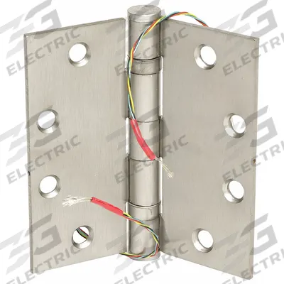HAGER Electrified Hinge: Brass, 4 1/2 in Leaf Ht - Electrified Butt Hinges