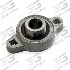 DAYTON 2 Bolt Flange Bearing: Radial Ball, 5/8 in Bore, Zinc, Set Screws, 3 1/4 in Lg, 2 in Wd (MPN 1A397). Key specifications — Bore Type: Cylindrical; Brand: DAYTON; Lubricant Material: NLGI #2 Equivalent; Mounting Bolt Size: 1/4 in; System of Measurement: Inch.