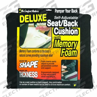 THE COMFORTMAKERS Seat Cushion: Memory Foam, Black, 17 in Overall Lg, 2 3/4 in Overall Wd - Seat Cushions