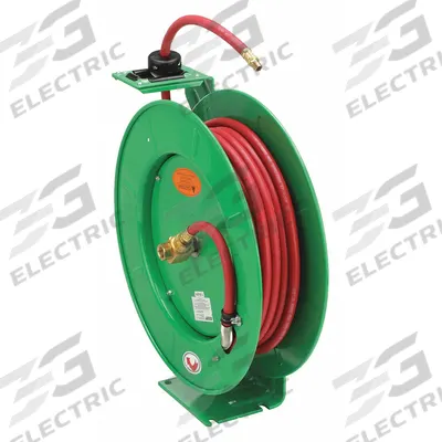 SPEEDAIRE Spring Return Hose Reel: 50 ft (3/8 in I.D.), 3/8 in MNPT x 1/4 in MNPT - Standard Air or Water Spring-Return Hose Reels