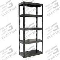 HALLOWELL Boltless Shelving: Standalone, Extra-Heavy-Duty, 36 in x 18 in, 84 in Overall Ht, Steel (MPN HCR361884-5ME). Key specifications — Finish: Powder Coated; Maximum Post Load Capacity: 6,000 lb with Beams Evenly Spaced at 21 in; Decking Material: Steel; Color: Black; Beam Profile: Angle; Brand: HALLOWELL; Side Panel: Open.