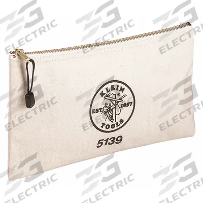 KLEIN TOOLS Tool Bag: 12 1/2 in W x 3/4 in D x 7 in H, Tan, Canvas, 0 Inside Pockets - Canvas Flat Zippered Tool Bags