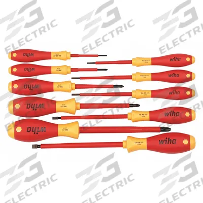 WIHA Insulated Screwdriver Set: 1-10 Pieces, 10 Pieces, Phillips/Slotted Tip - Insulated Screwdriver Sets