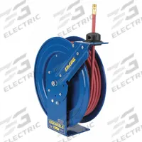 Spring Return Hose Reel: 50 ft (1/4 in I.D.), 1/4 in FNPT, 300 psi Max Op Pressure, Brass, Blue (MPN EZ-P-LP-150). Key specifications — Reel Color: Blue; Hose Capacity: 50 ft (1/4 in I.D.); Overall Dimensions: 17-1/8 in L x 6-3/4 in W x 18-5/8 in H; Swivel Material: Brass; Hose End Configuration: 1/4 in FNPT; Brand: COXREELS.
