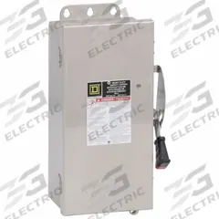 SQUARE D Safety Switch: Fusible, 30 A, Three Phase, 600V AC, 304 Stainless Steel, Indoor/Outdoor (MPN H361DSWC). Key specifications — Brand: SQUARE D; Compatible Plug Series: Crouse-Hinds Arktite.
