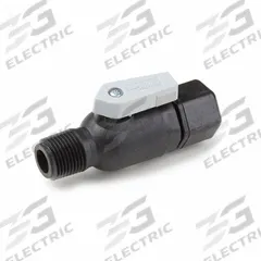 PARKER Manual Two-Way Ball Valve: 1/4 in, Polypropylene, Straight, Sweat x MNPT, Full Port Ball Port (MPN FTPPB4VMC4). Key specifications — Brand: PARKER; Handle: Lever.