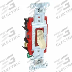 BRYANT Wall Switch: Toggle Switch, 4-Way, Maintained, Ivory, 120/277V AC, 20 A (MPN 4904BI). Key specifications — Illuminated: No; Voltage Rating: 120/277V AC.