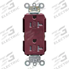 LEVITON Receptacle: Decorator Duplex, 5-20, Brown, 125V AC, 20 A, 2 Pole / 3 Wire (MPN TDR20)