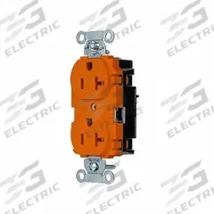 HUBBELL Receptacle: Duplex, 5-20, Orange, 125V AC, 20 A, 2 Pole / 3 Wire (MPN BR20STO)