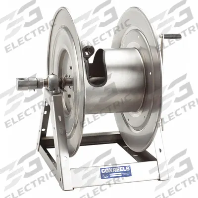 COXREELS Hand Crank Hose Reel: 200 ft (1 in I.D.), 24 in L x 25 1/2 in W x 26 1/8 in H - Corrosion-Resistant Stainless Steel Hand-Crank Hose Reels