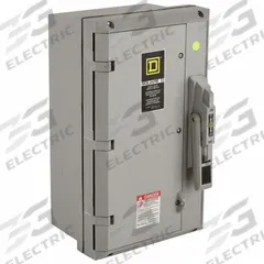 SQUARE D Safety Switch: Non-Fusible, 60 A, Three Phase, 600V AC, Non-Metallic, Indoor/Outdoor (MPN HU362DX). Key specifications — attr867131: SQUARE D.