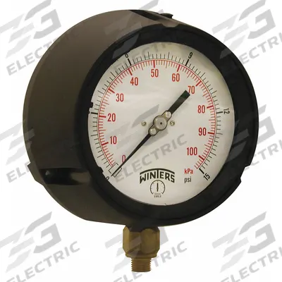 WINTERS Process Pressure Gauge: 0 psi to 15 psi, White, 4 1/2 in Dial, 1/4 in NPT Male - Vibration-Resistant Brass/Bronze Wetted Parts & Plastic Casing