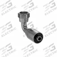 PARKER Hydraulic Crimp Fitting: Steel x Steel, 90° Elbow, -8 For Hose Dash Size, Female x Genderless (MPN 13977-10-8). Key specifications — Fitting Gender: Female x Genderless; Fitting Connection Type: JIC x Crimp; Thread Size: 7/8"-14; For Hose Dash Size: -8; Brand: PARKER.
