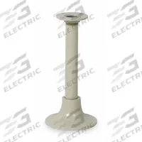 HALLOWELL Bench Pedestal: 8 in x 16 3/4 in, Steel/Aluminum, Tan, Powder Coated, Round Post Pedestal (MPN 8032PT). Key specifications — Color: Tan; Footplate Shape: Round; Material: Steel/Aluminum; Finish: Powder Coated; Brand: HALLOWELL.