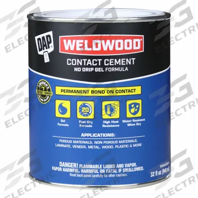 DAP Contact Cement: Weldwood Gel, Gen Purpose, 1 qt, Can, Tan - General Purpose Contact Adhesives