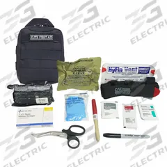 ELITE FIRST AID Trauma Kit: Plastic Bag, 1 People Served, 33 Components, 1 Pockets (MPN FA182B-PRO-GR). Key specifications — Brand: ELITE FIRST AID; Wound Dressings Included: QuikClot Combat Gauze; Housing Material: Nylon.