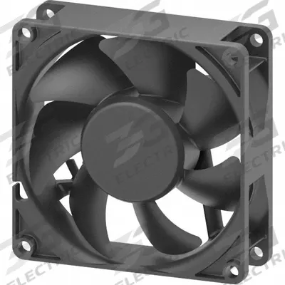 Dayton Axial Fan: 60 cfm Airflow @ 0.000 in SP, 3 1/8 in Ht, 1 in Dp, Lead Wires - Standard Square Axial Fans