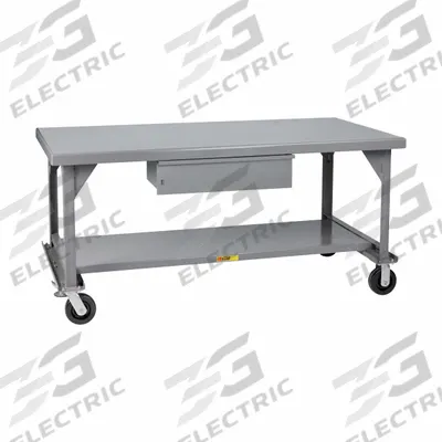 LITTLE GIANT Workbench: Fixed Ht, Steel, 72 in x 36 in, 3,600 lb Overall Load Capacity - Mobile Workbenches with Drawers & Lower Shelves