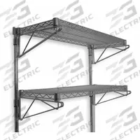 APPROVED VENDOR Wire Wall Shelf: 48 in x 14 in, 2 Shelves, 125 lb Load Capacity per Shelf, Direct (MPN 2HGE3). Key specifications — Mounting Mechanism: Direct; Material: Steel; Finish: Chrome; Color: Silver; Brand: APPROVED VENDOR.