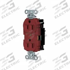HUBBELL Receptacle: Duplex, 5-15, Red, 125V AC, 15 A, 2 Pole / 3 Wire (MPN 5262STR)