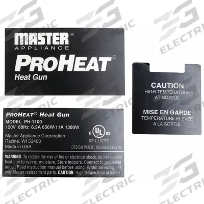 MASTER APPLIANCE Housing Label 120V: For 3W771/6NE92 - Master Appliance Power Tool Parts