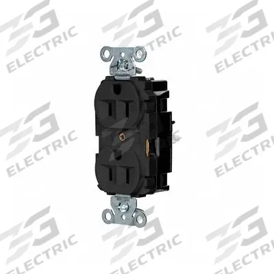 HUBBELL Receptacle: Duplex, 5-15, Black, 125V AC, 15 A, 2 Pole / 3 Wire (MPN 5262STBK) - General Purpose Receptacles