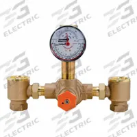 POWERS Thermostatic Mixing Valve: For Hot Water/Water Media, Thermostatic, Bronze, NPT x NPT, NPT (MPN ETV200-13). Key specifications — Includes: Temperature Gauge; Brand: POWERS.