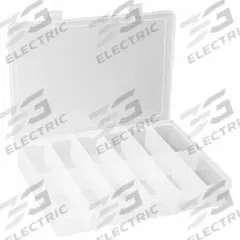 DURHAM MFG Compartment Box: 9 in x 13 1/8 in x 2 3/8 in, Clear, 12 Compartments, Snap (MPN LP12-CLEAR). Key specifications — ESD Conductive: Not Electrostatic Discharge Conductive; Color: Clear; Compartment WxD: (12) 2-1/6 in x 4-3/16 in; Brand: DURHAM MFG; Material: Plastic.