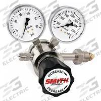 SMITH EQUIPMENT High Purity Gas Regulator: Two Stage, CGA 510 Inlet, 9/16"-18 M LH Outlet, 15 psig (MPN 120-8407). Key specifications — Brand: SMITH EQUIPMENT; Manufacturer Part Number: 120-8407; Diaphragm Material: Neoprene; Outlet Connection: 9/16"-18 M LH; Inlet Connection: CGA 510.