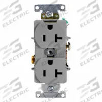LEVITON Duplex Receptacle Outlet: Duplex, 5-20, Gray, 125V AC, 20 A, 2 Pole / 3 Wire (MPN 5362-GYS)