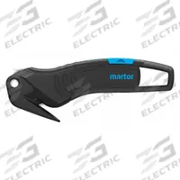 MARTOR Safety Knife: 6 in Overall Lg, Steel Std Tip, Textured, Plastic, Black/Blue, Button (MPN 32000110.02). Key specifications — attr307837: Button; attr307830: Steel Standard Tip; attr307833: Blue; attr307831: Textured; attr307832: Plastic; attr324891: MARTOR.