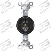 HUBBELL Receptacle: Single, 10-20, Black, 125/250V AC, 20 A, 3 Pole / 3 Wire (MPN HBL6810)
