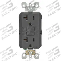 LEVITON GFI Receptacle: Decorator Duplex, 5-20, Black, GFCI, 125V AC, 20 A, 2 Pole / 3 Wire (MPN GFNT2-E)