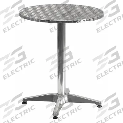 FLASH FURNITURE Patio Table: Gray, Metal, 27 1/2 in Overall Ht, 23 1/2 in Overall Dia - Round Top Patio Tables