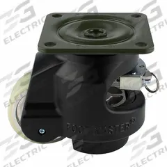FOOT MASTER Plate Caster: Polyurethane Tread, 63 mm Wheel Dia, 103 mm Mounting Ht, Medium Duty (MPN GDR-80-F-HUP-FBL). Key specifications — Brand: FOOT MASTER; Frame Color: Black.