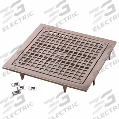 JAY R. SMITH MFG. CO Grid: Cast Iron, 17 in Overall Wd, 2 1/2 in Overall Ht, Bronze, Screw-In (MPN 3140). Key specifications — Brand: JAY R. SMITH MFG. CO; Finish: Bronze; Color: Bronze; Material: Cast Iron; Connection Type: Screw-In; Grate Opening Type: Full Grate; Grate Surface Style: Square Holes; Product Type: Grid.