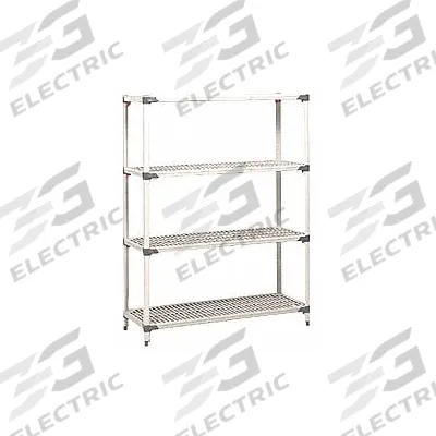 METRO Plastic Shelving: 60 in x 18 in, 62 in Overall Ht, 4 Shelves - Quick-Adjust Antimicrobial Stationary Plastic Shelving