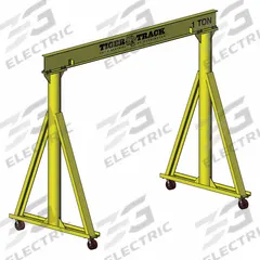HARRINGTON Portable Gantry Crane: Fixed Span, Fixed Ht, 2,000 lb Load Capacity, Steel, 16.7 ft (MPN 511-2000-14-16). Key specifications — Rotating Legs: No; Brand: HARRINGTON; Height Adjustability: Fixed Height; Mobility Under Load: Stationary.