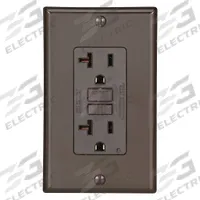LEVITON GFI Receptacle: Decorator Duplex, 5-20, Brown, GFCI, 125V AC, 20 A, 2 Pole / 3 Wire (MPN GFNT2)