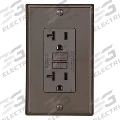 LEVITON GFI Receptacle: Decorator Duplex, 5-20, Brown, GFCI, 125V AC, 20 A, 2 Pole / 3 Wire (MPN GFNT2)