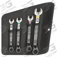 WERA Combination Wrench Set: Alloy Steel, Nickel Chrome, 4 Tools, Std, Reversing, Pouch, Hex (MPN 05020092001). Key specifications — attr309581: Nickel Chrome; attr309580: Alloy Steel; attr309571: Yes; attr309583: No; attr309587: Yes; attr324931: WERA; attr309569: 7/16 in to 3/4 in; attr309572: Pouch.