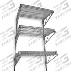 APPROVED VENDOR Wire Wall Shelf: 24 in x 14 in, 3 Shelves, 250 lb Load Capacity per Shelf, Post (MPN 2HGE7). Key specifications — Mounting Mechanism: Post; Material: Steel; Finish: Chrome; Color: Silver; Brand: APPROVED VENDOR.
